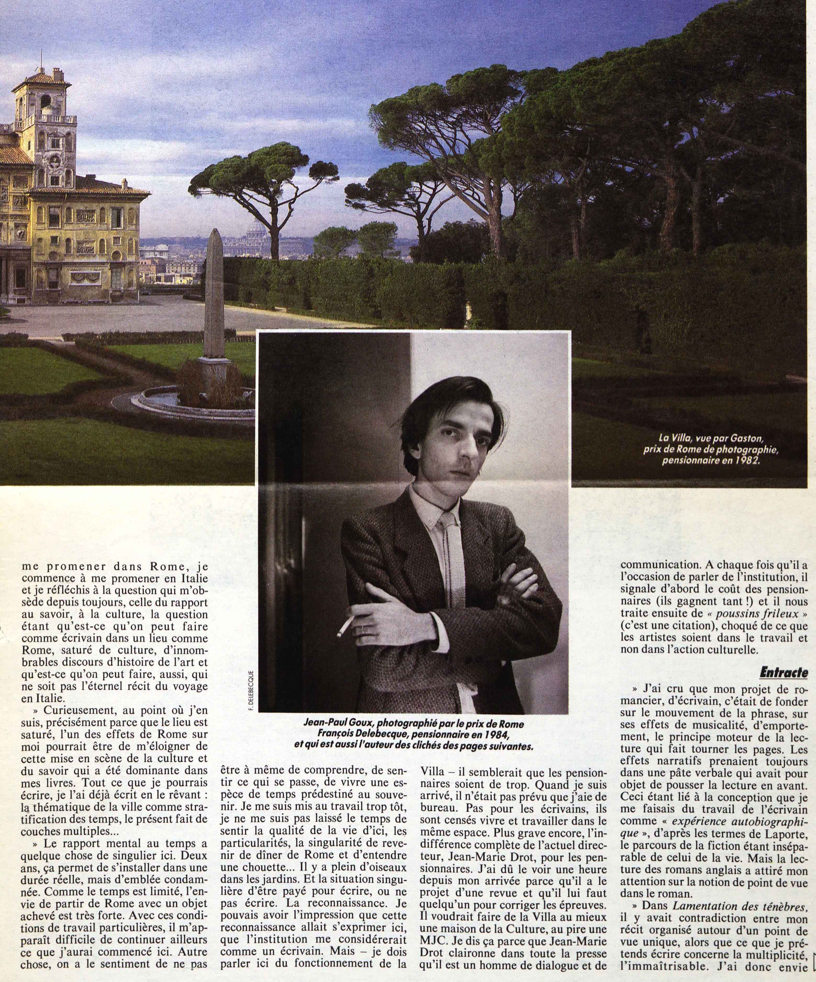Article des Nouvelles Littéraires, juin 1986
