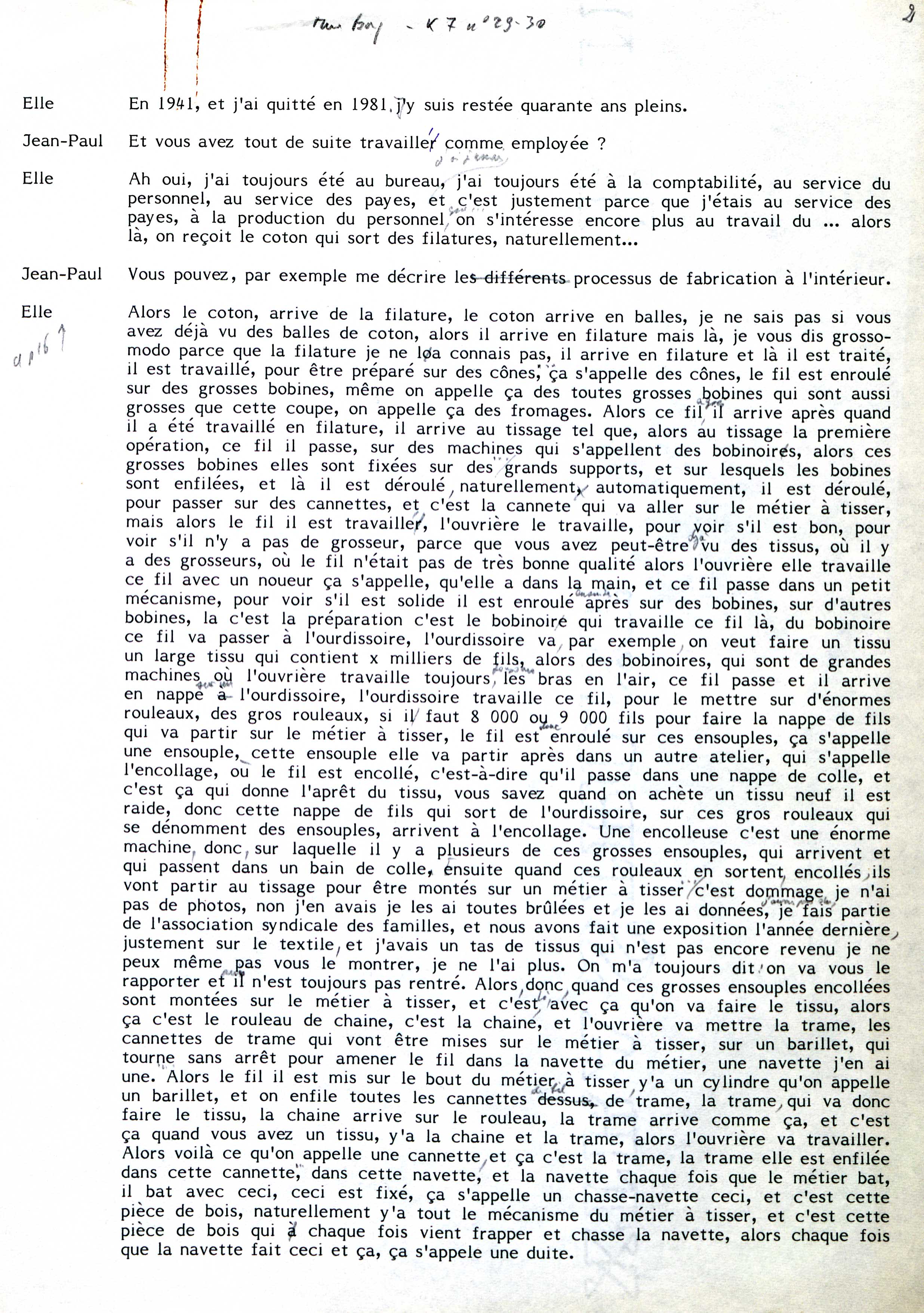  Transcription entretien cassette 29-30, Mme B., p. 2 © Fonds Goux