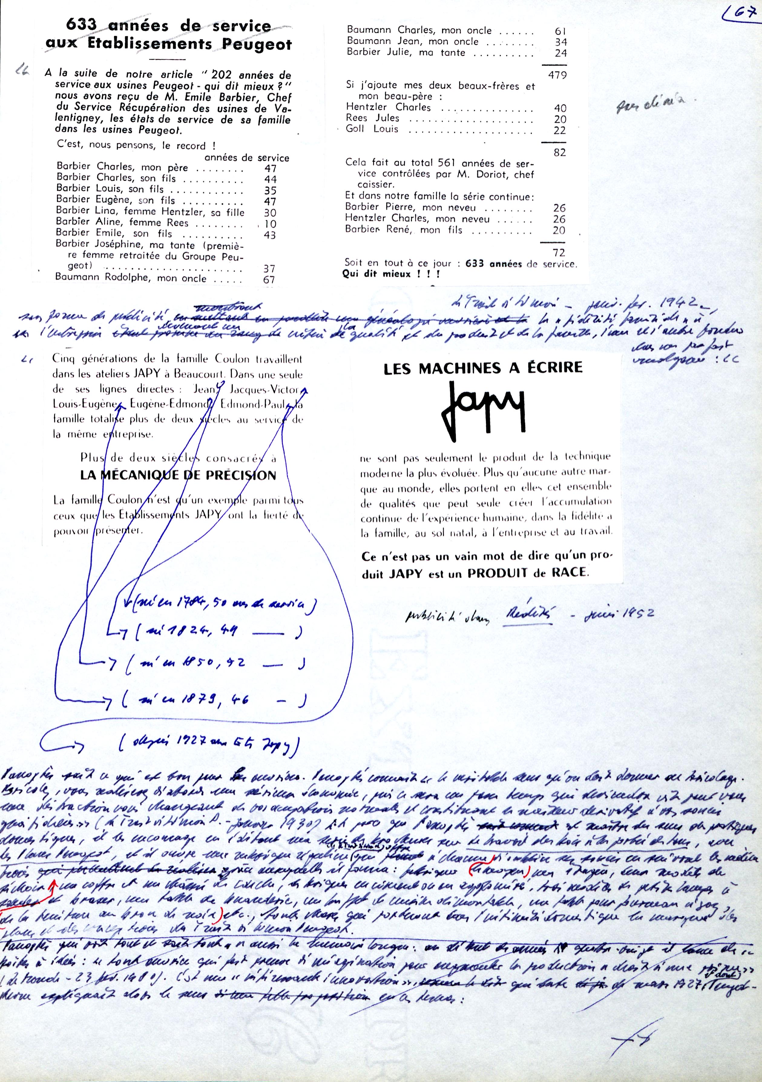 Manuscrit (avec découpages) des Mémoires de l’Enclave